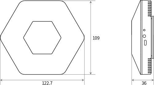 أبعاد LoRawan Bluetooth Gateway LW003-B